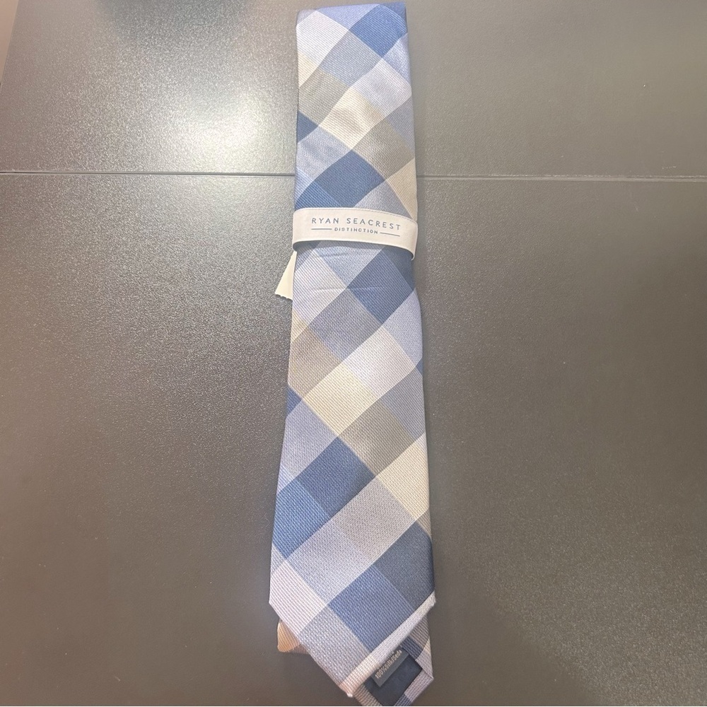 Ryan Seacrest Tie Distinction Blue Weho Check NWT